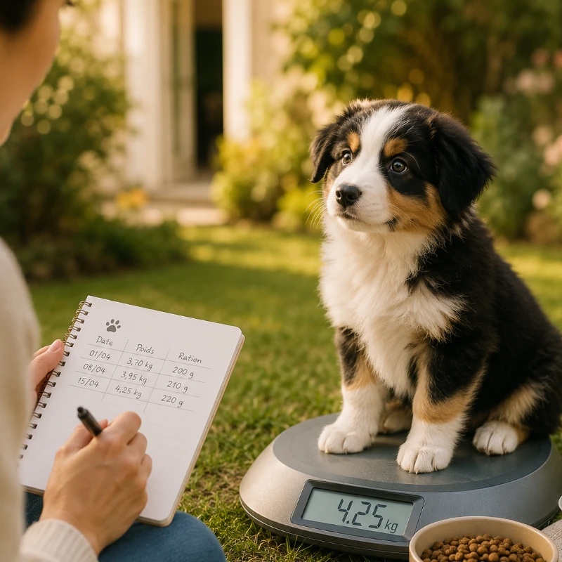 Suivi du poids et des rations d’un chiot